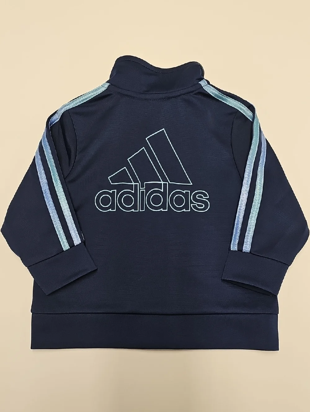 Adidas Cute Navy Track Jacket and Joggers Tracksuit with Light Blue Stripes
